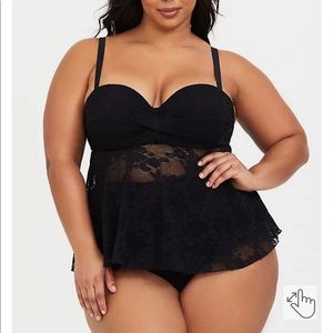 Black lace plus size tankini from Torrid
